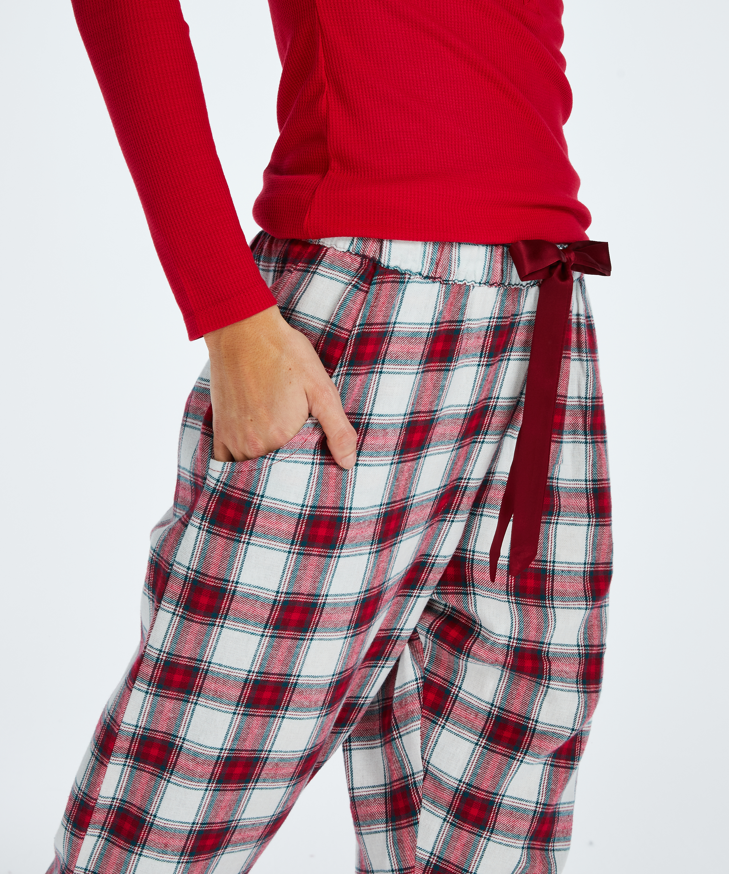 Petite Twill Check Pyjama pants, r&ouml;d, main