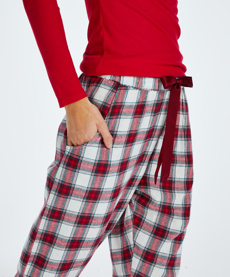 Petite Twill Check Pyjama pants, r&ouml;d