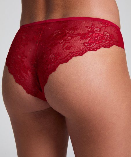 Brazilian-trosa Invisible Lace Back, Röd