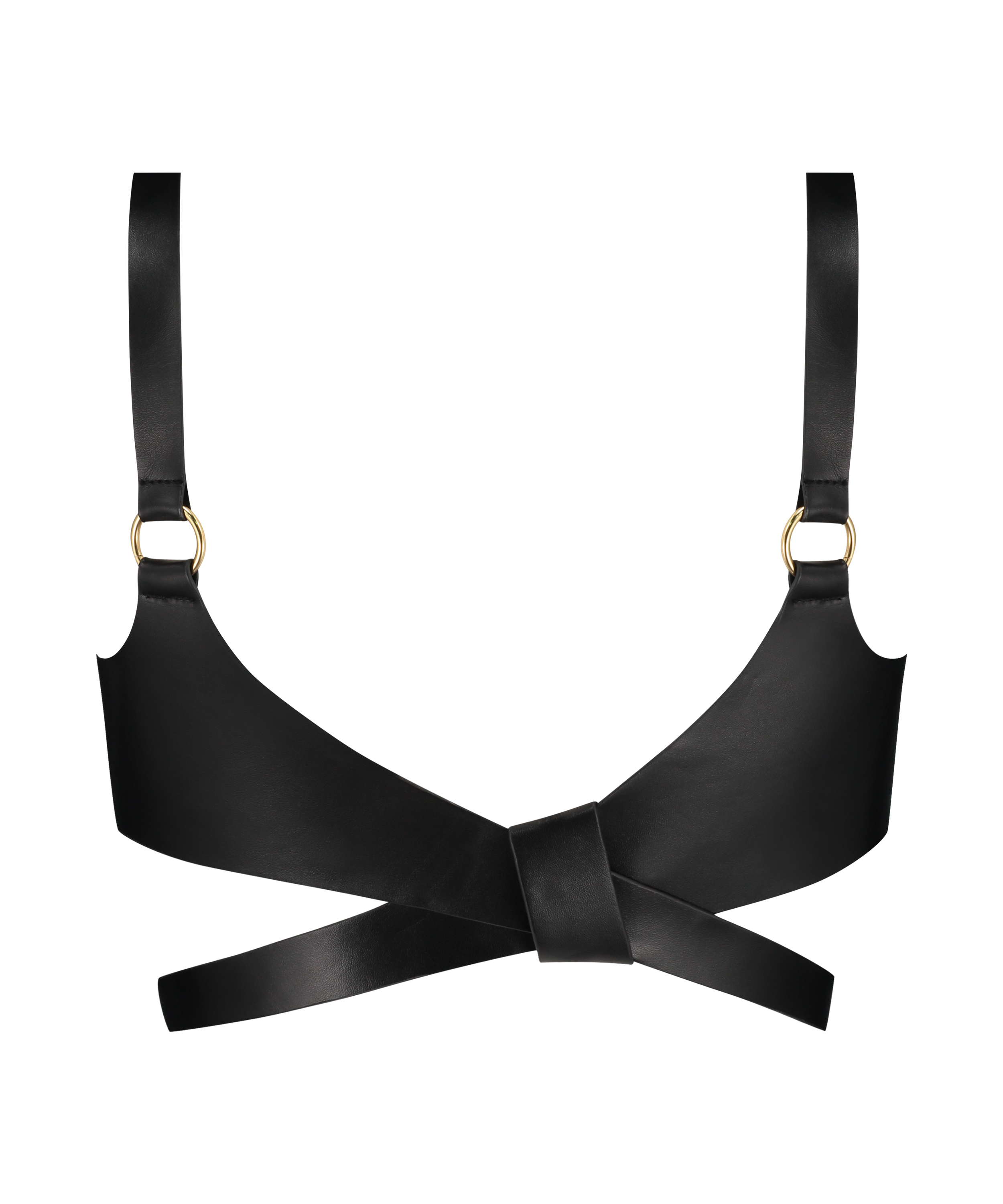 Bandeau bralette i konstläder, Svart, main