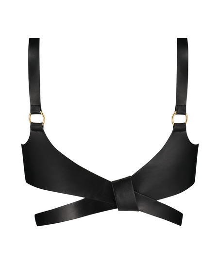 Bandeau bralette i konstläder, Svart