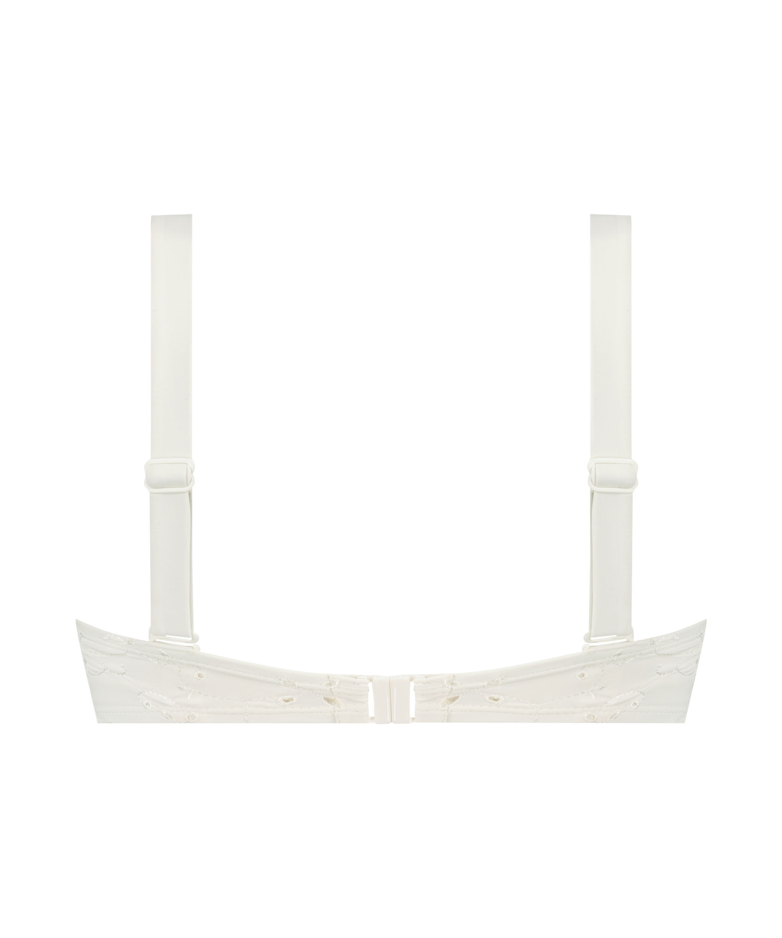 Broderie vadderad bikinitopp utan axelband, Vit, main