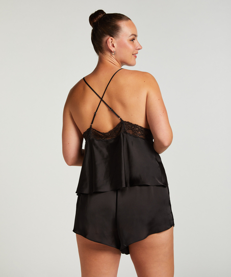 Pyjamasshorts Satin Marcela, Svart