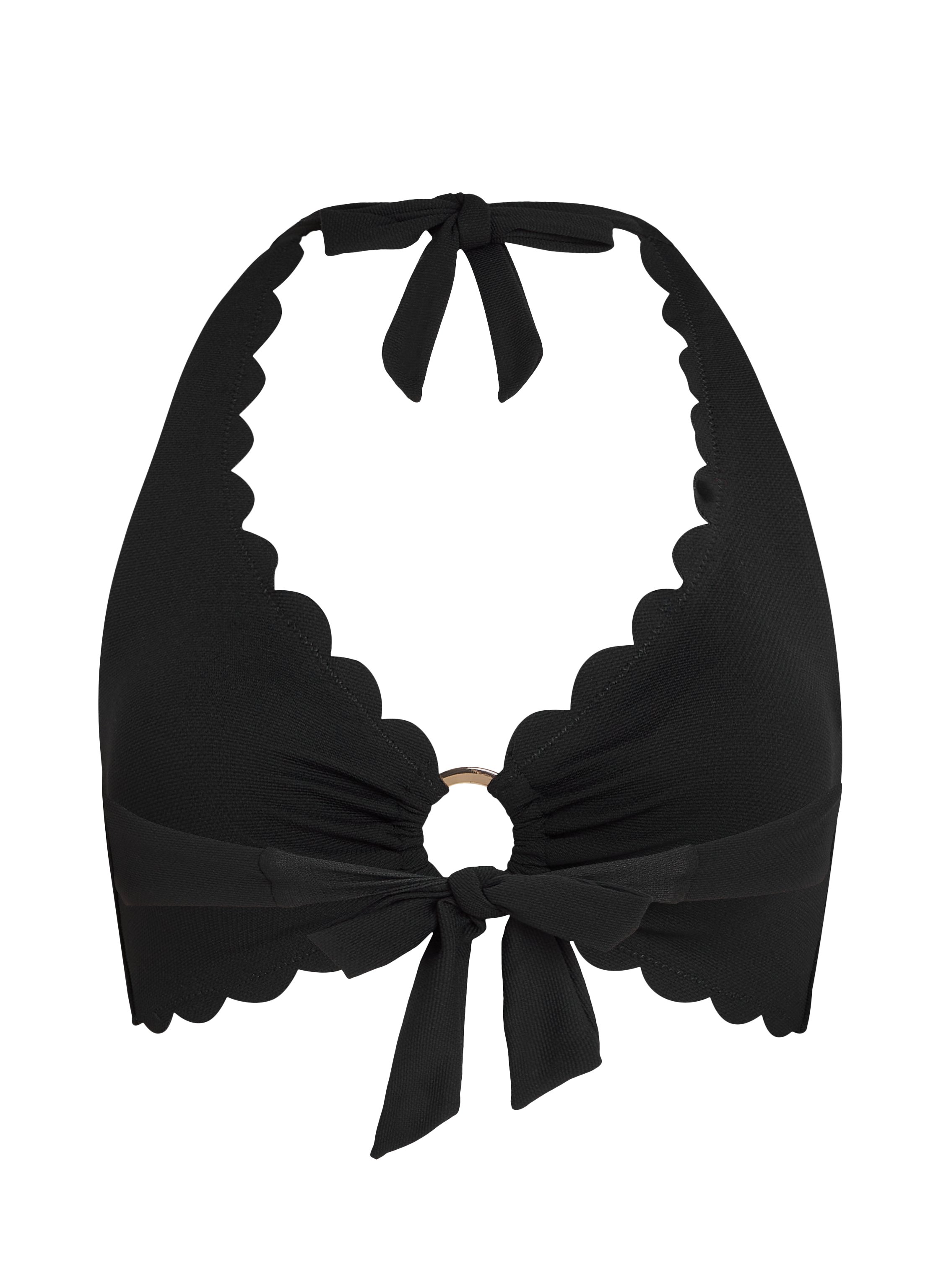 Scallop bikini&ouml;verdel med halternacke, Svart, main