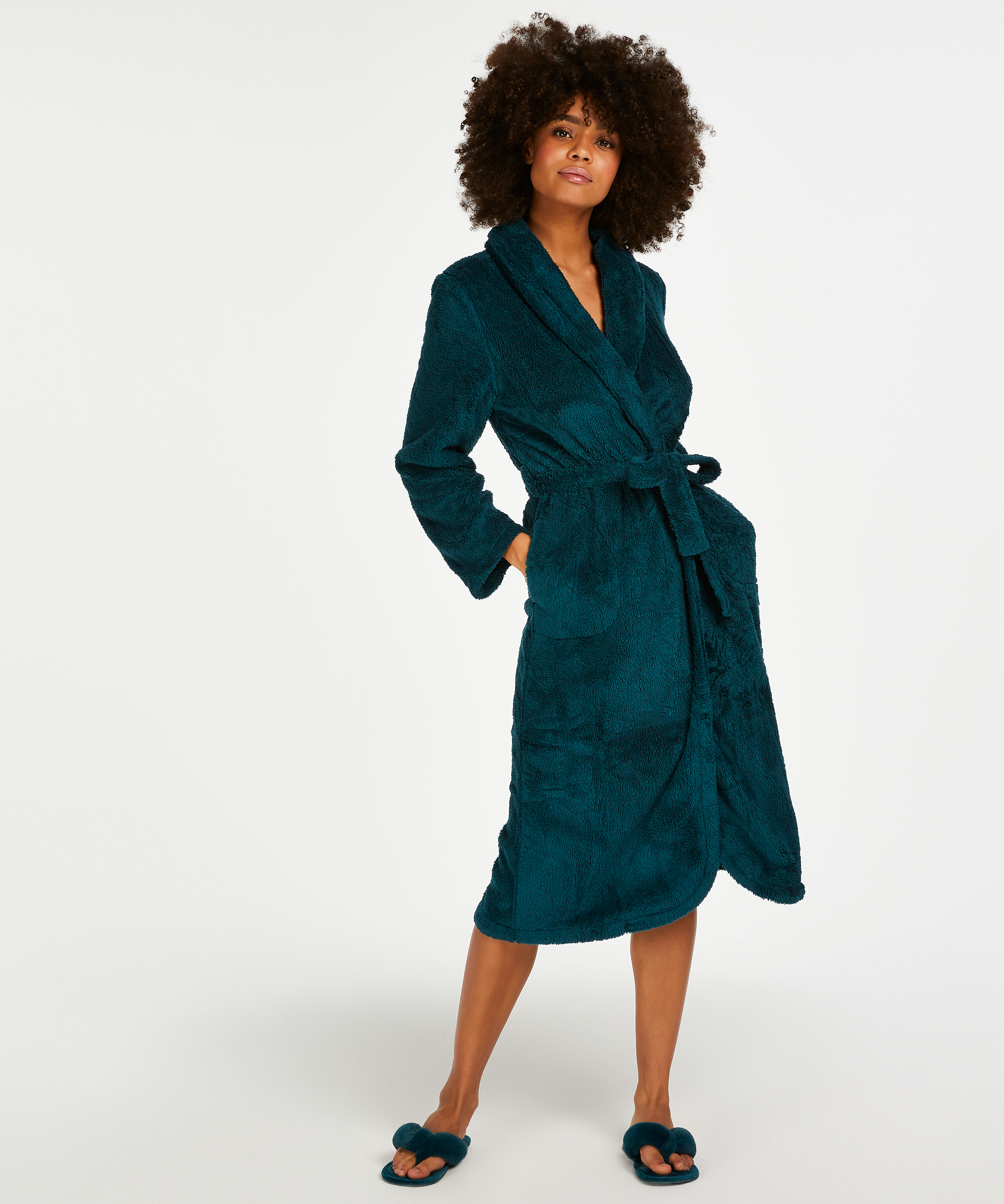 Morgonrock Fleece, Bl&aring;, main