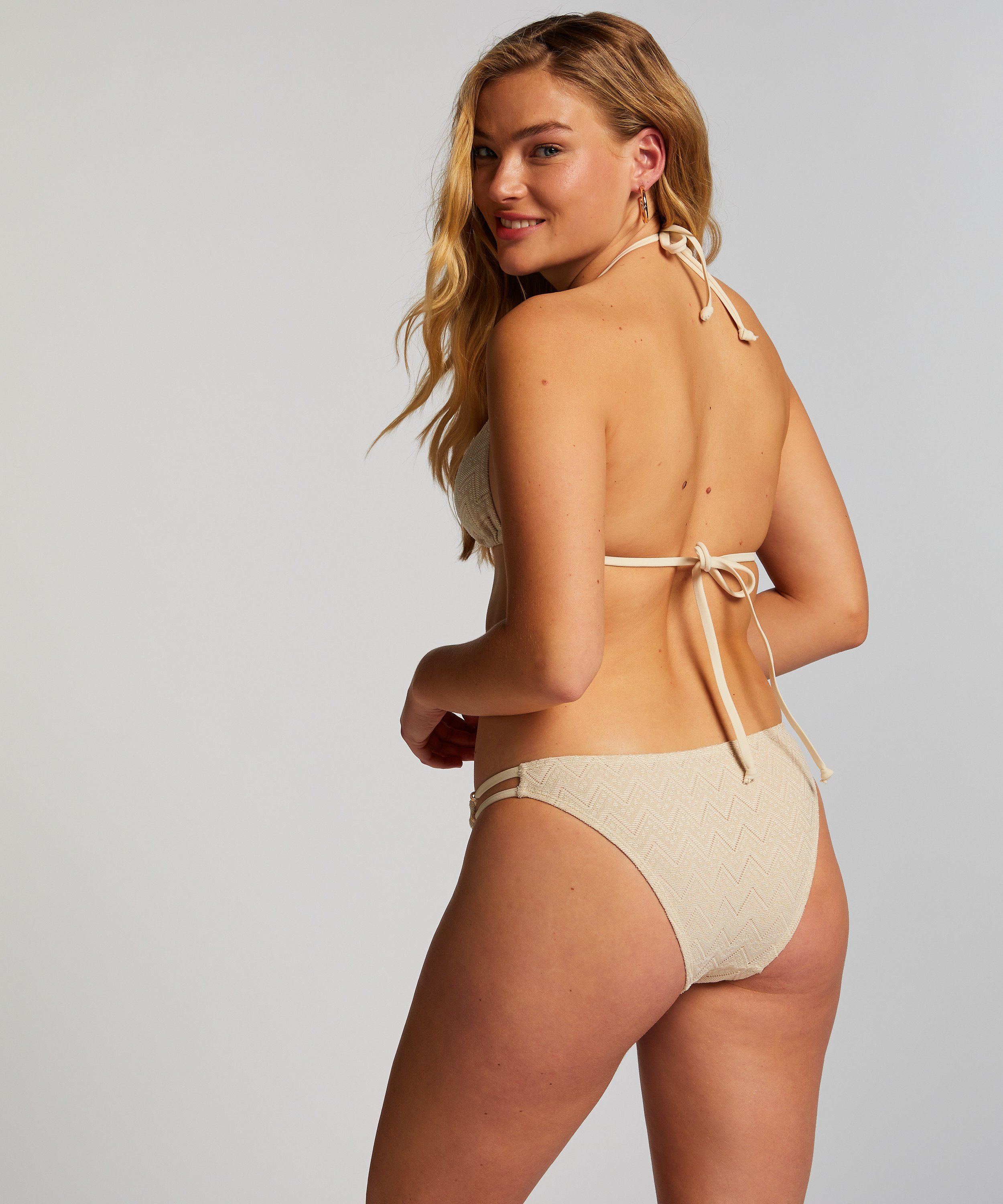 Crochet triangel-bikinitopp, Vit, main