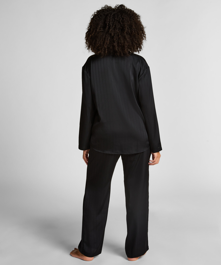 Satinbyxor med smala r&auml;nder, Svart