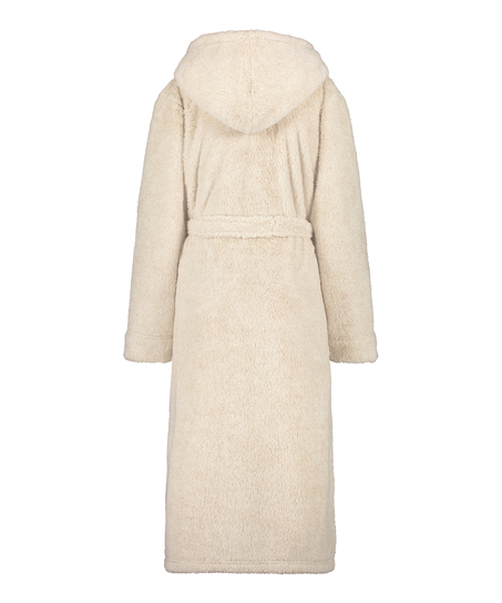 Long Fleece Bathrobe, Beige