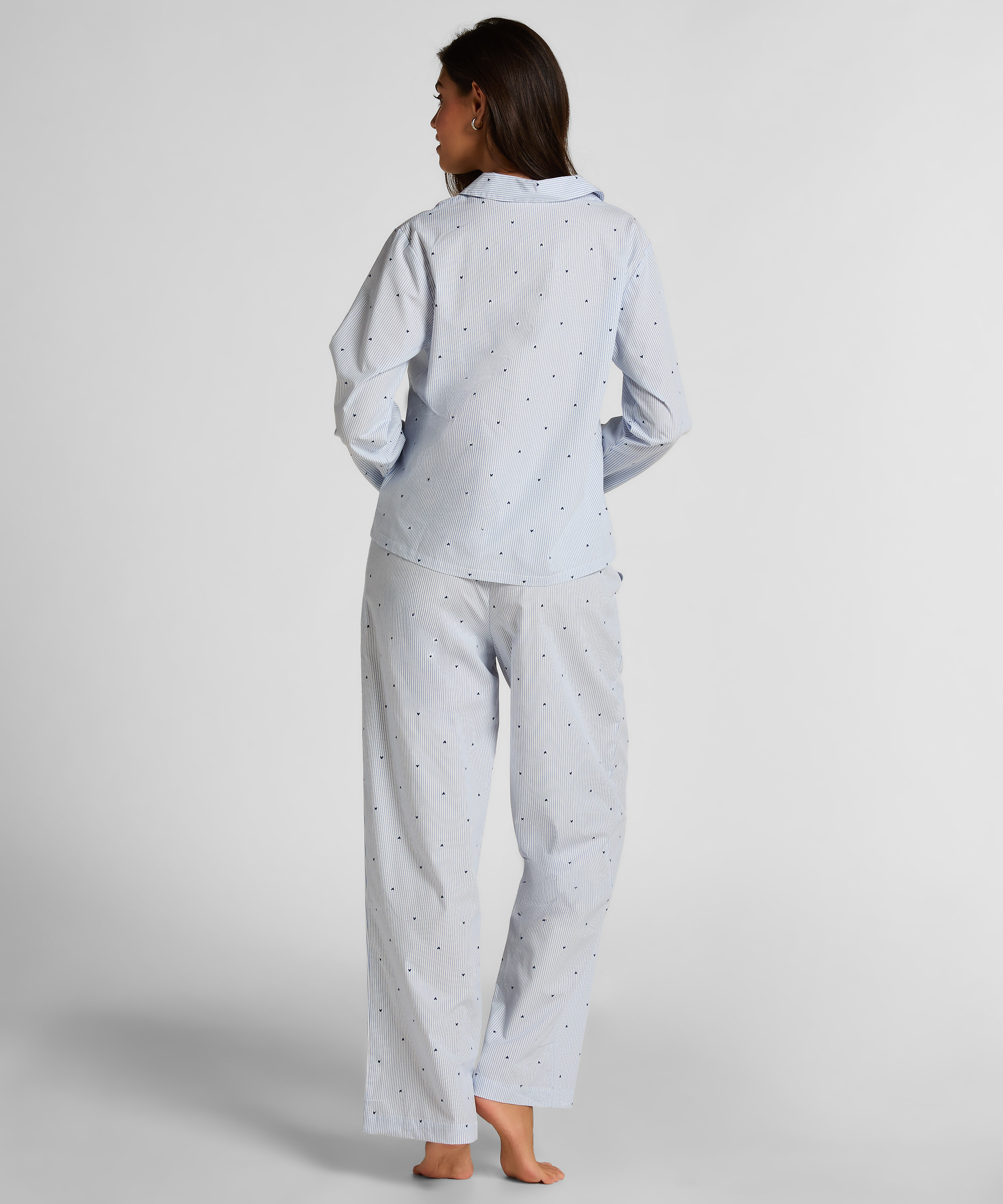 Byxa bomull randig hjärtan, Blå, main