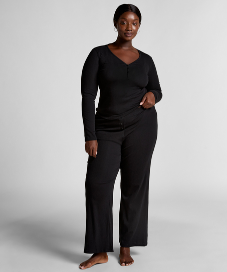 Pyjamastopp Henley, Svart