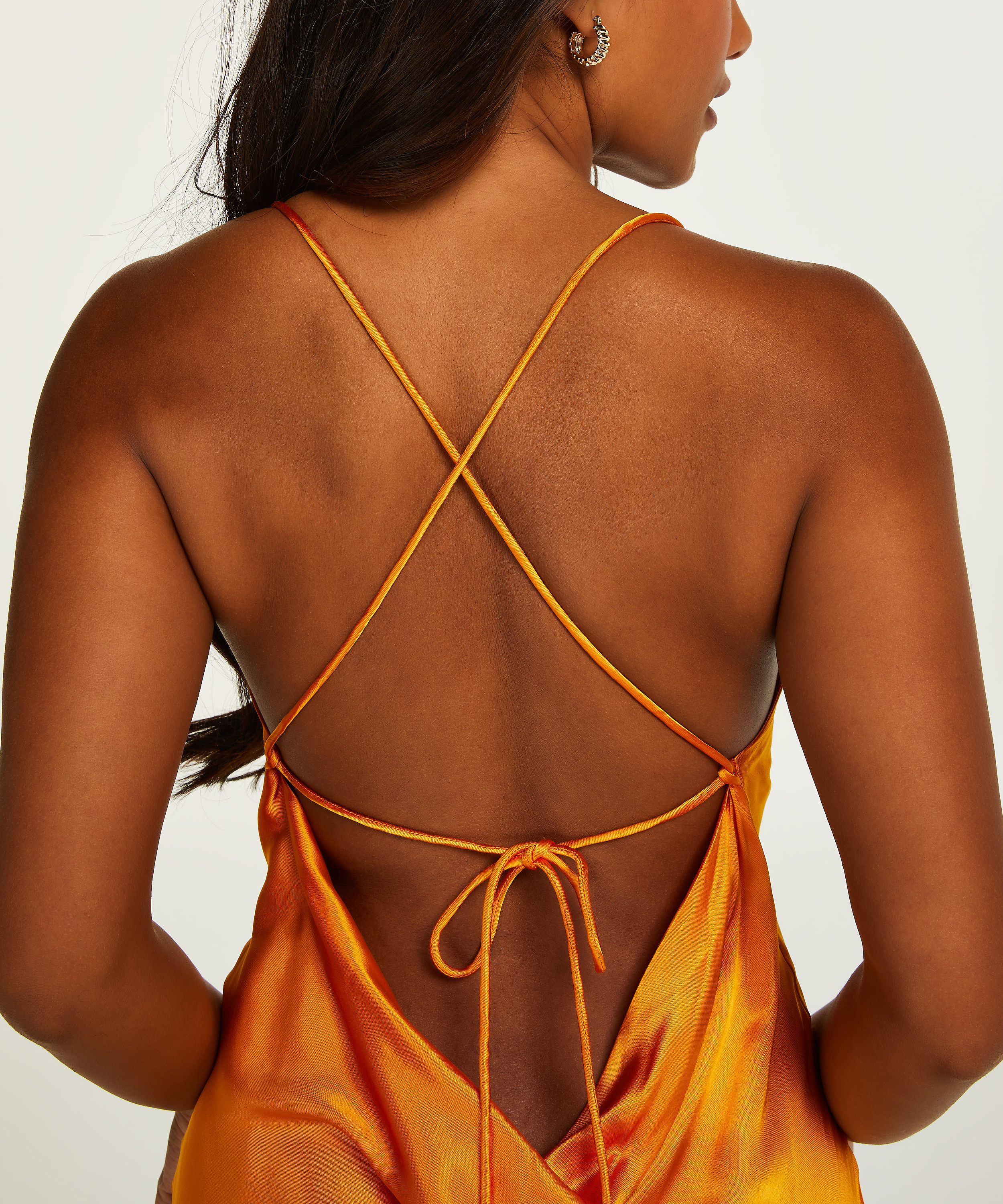 Satin midikl&auml;nning, Orange, main