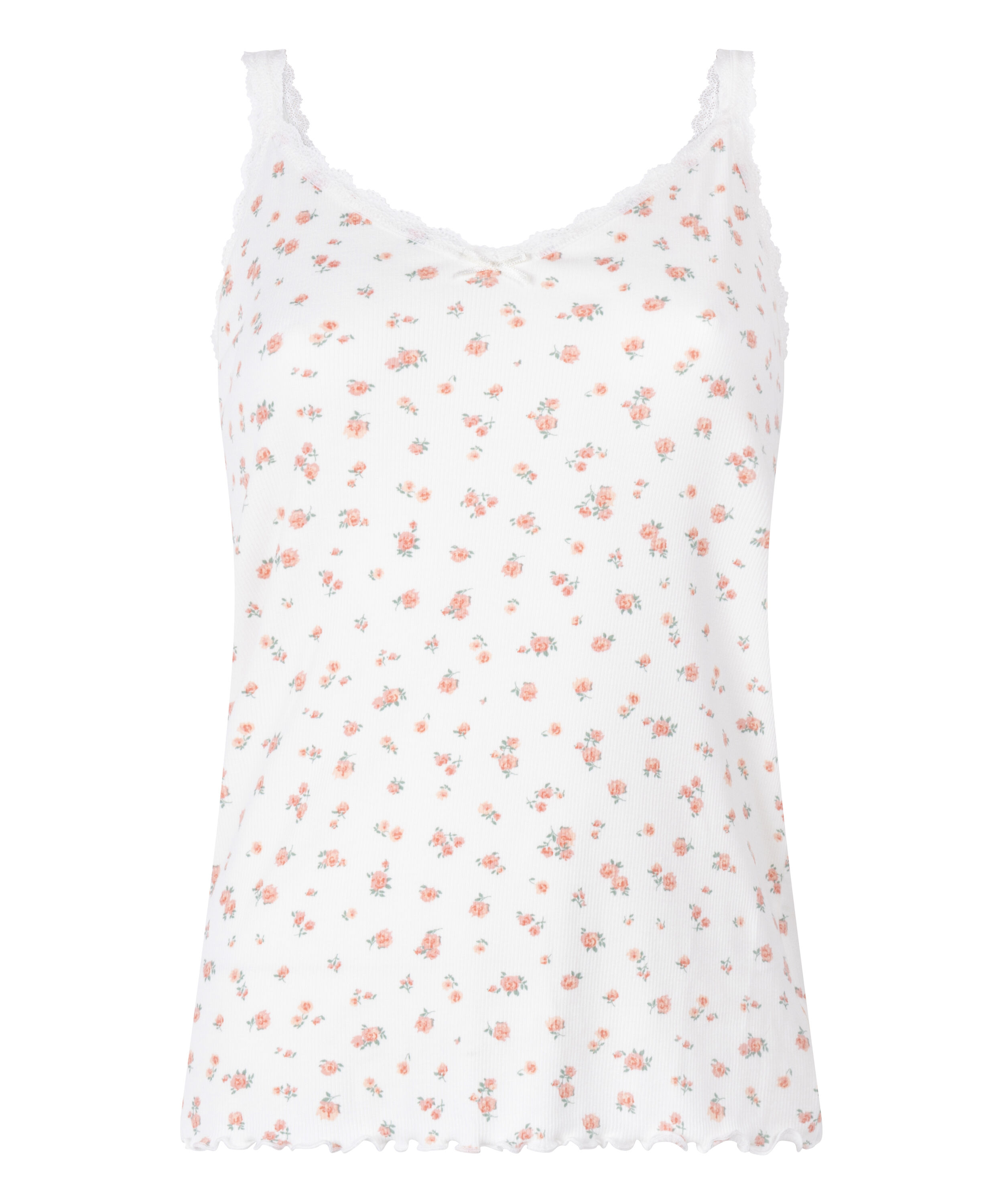 Ribbstickat linne med spets, Vit