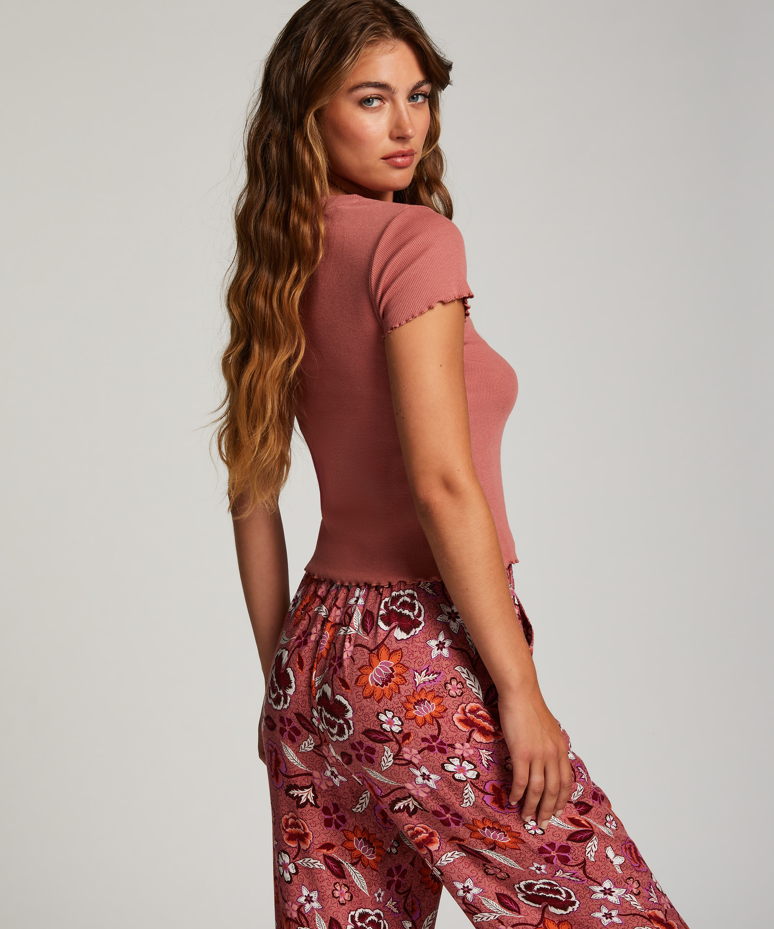 Kort&auml;rmad bomullsskjorta, Rosa, main