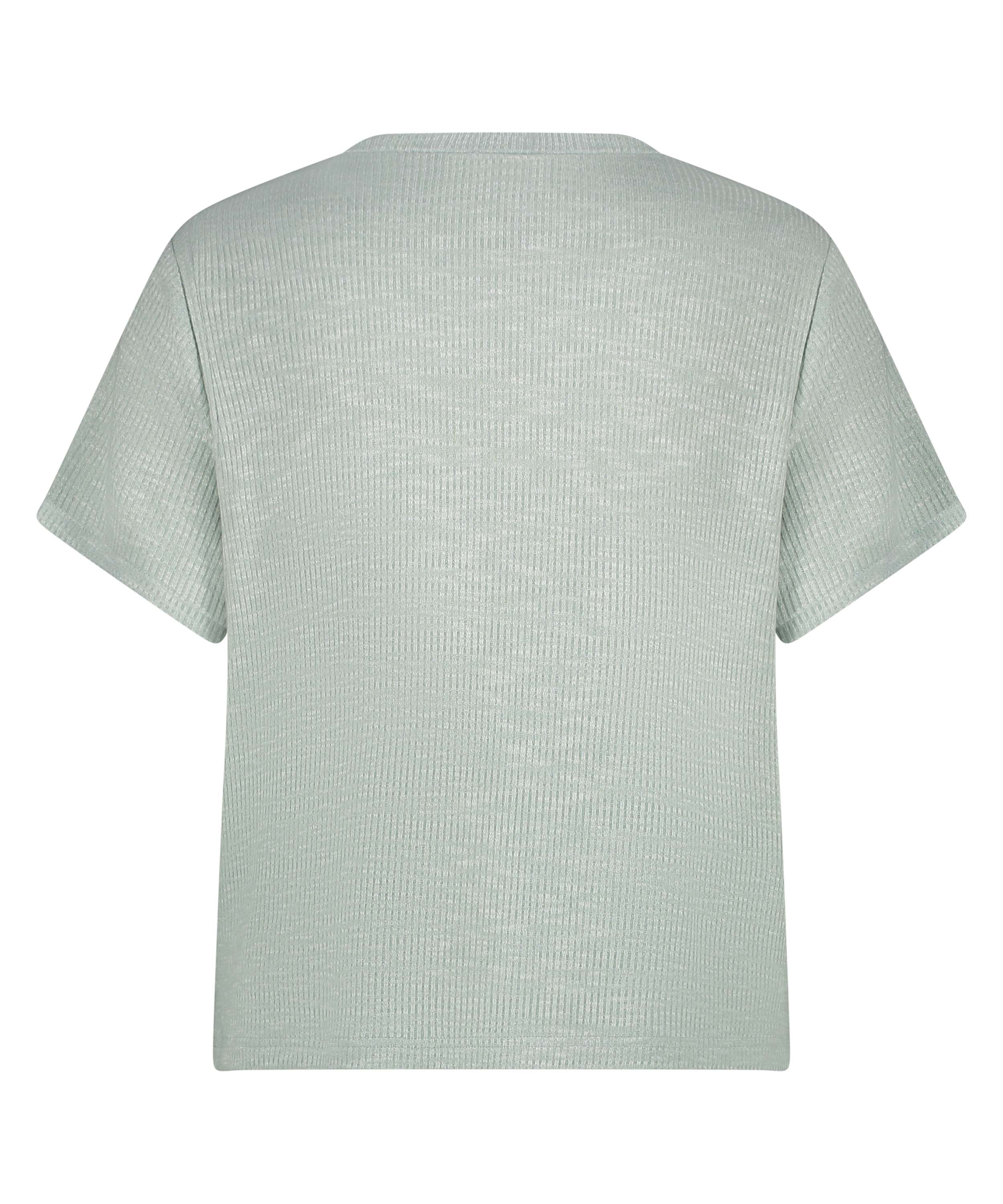 Ribbad kortärmad topp, Grön, main