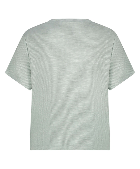 Ribbad kortärmad topp, Grön