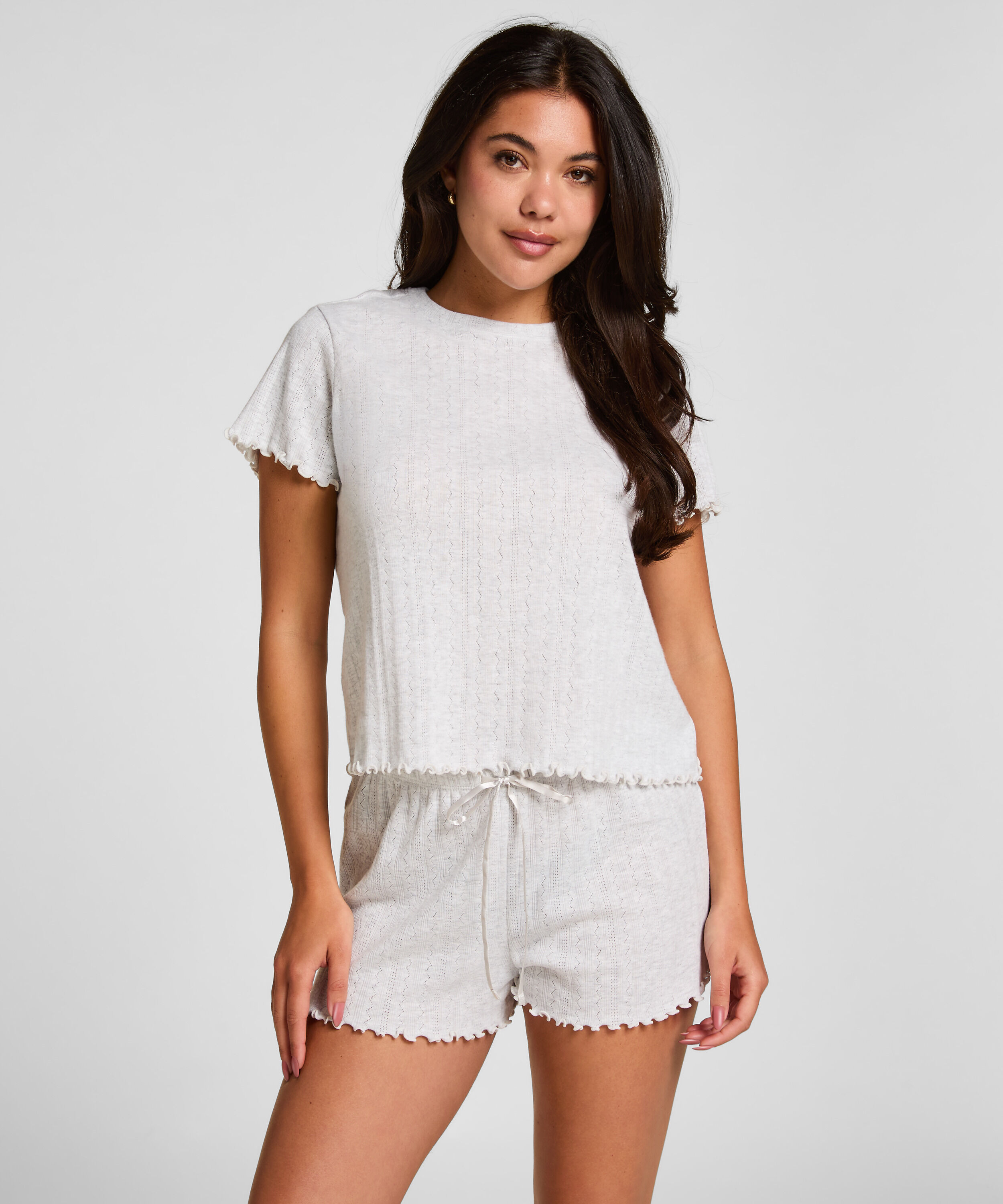 Shorts i pointelle, Beige