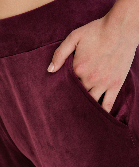 Pyjamasbyxor i velour, r&ouml;d