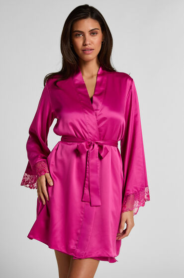 Hunkemöller Peonie kimono i satin Rosa
