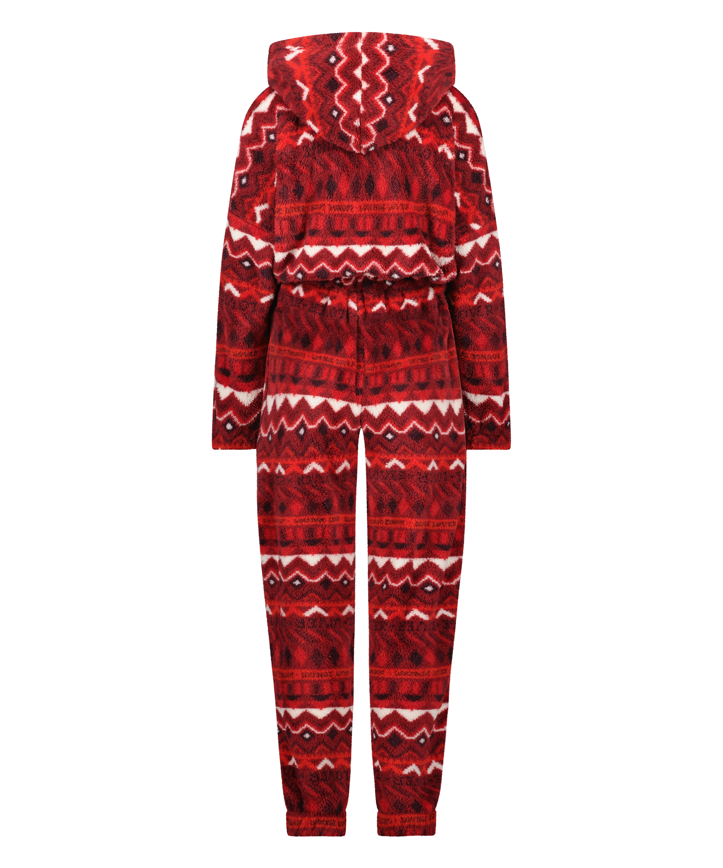 Fair Isle-onesie i flanell och fleece, röd, main