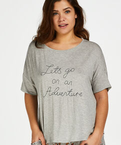 Kort&auml;rmad pyjamastopp Loose Fit, Gr&aring;