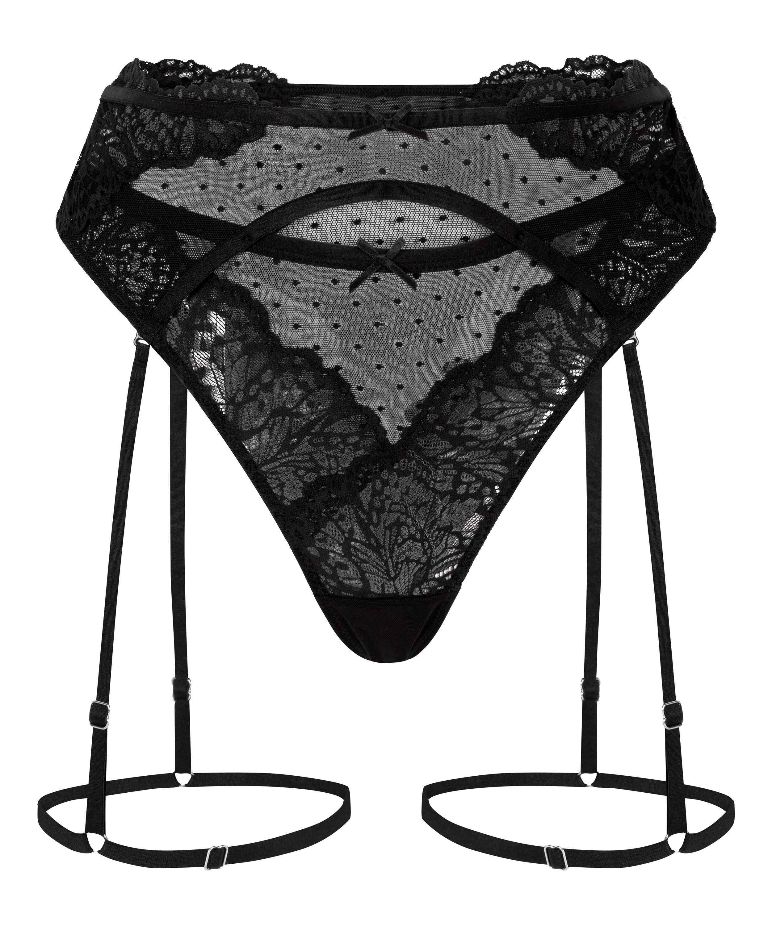 Posie stringtrosa med strumpeband, Svart