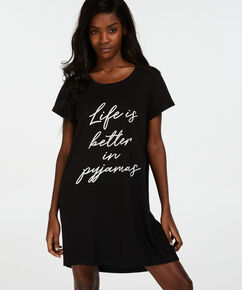 Nattlinne med rund halsringning, Svart