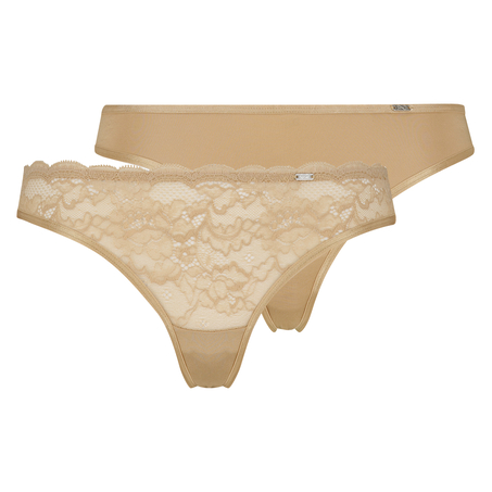 2-pack stringtrosor Angie, Beige