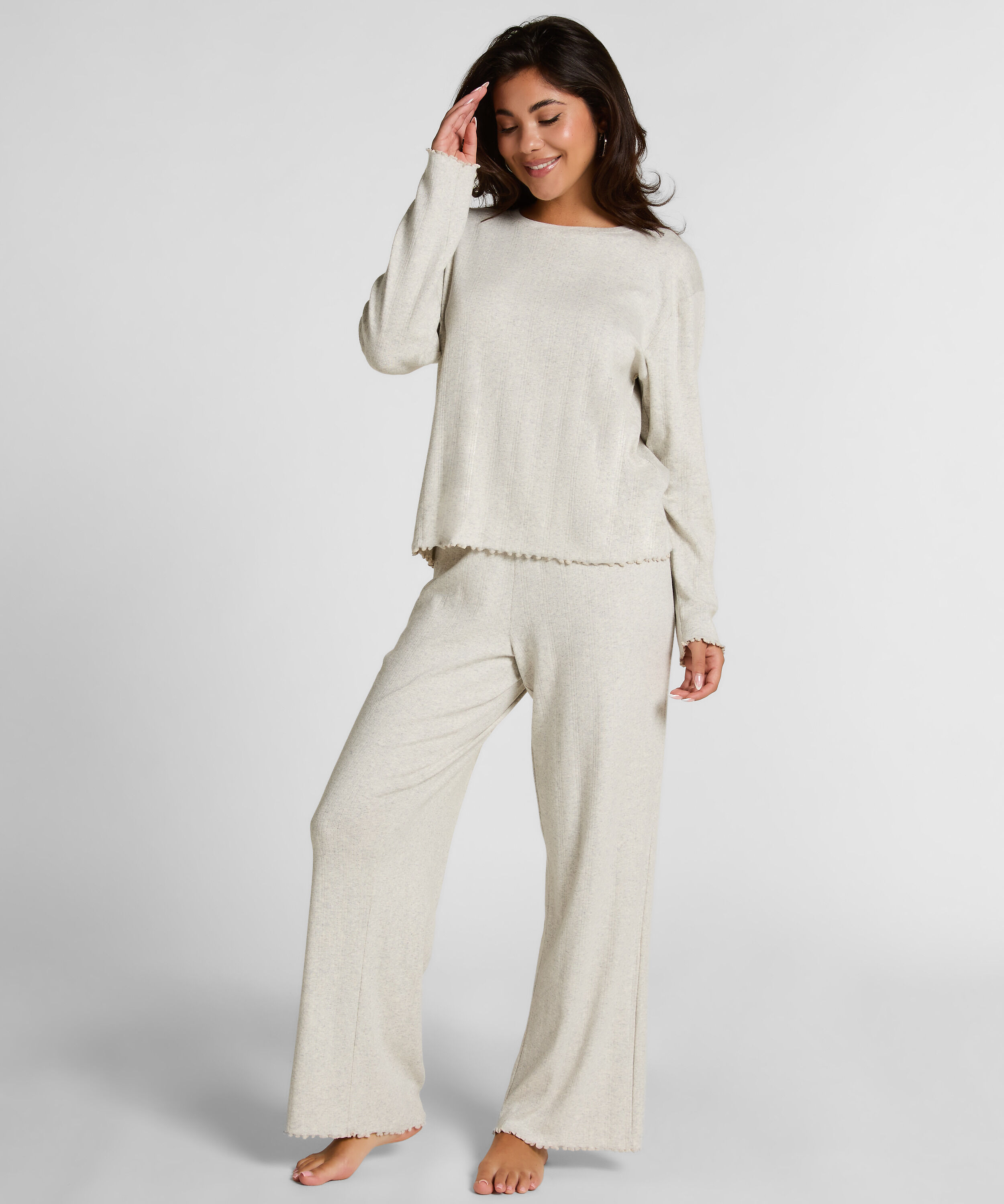 Pyjama Pant Loose Pointelle, Grå