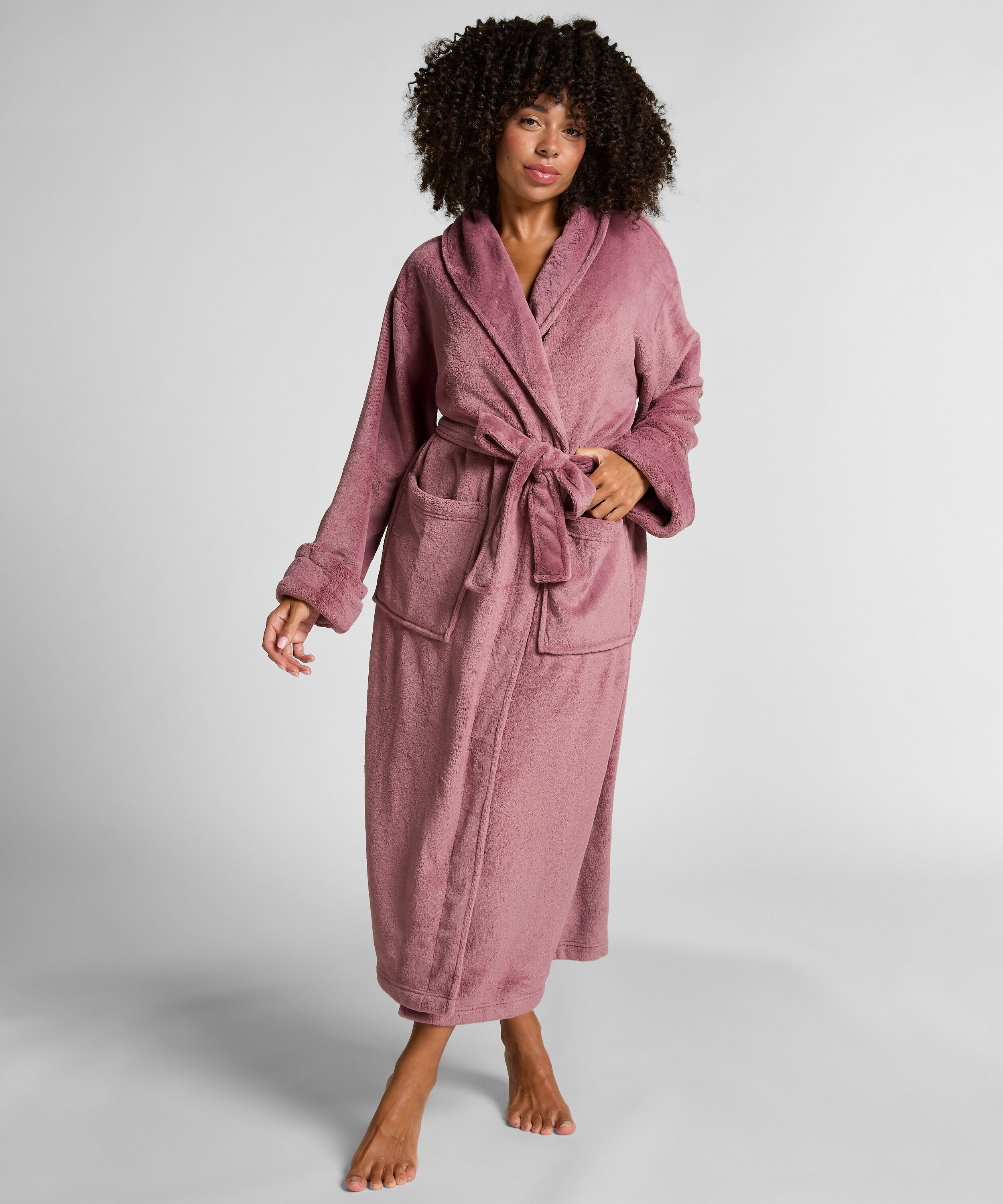 Mjuk badrock i fleece, Lila