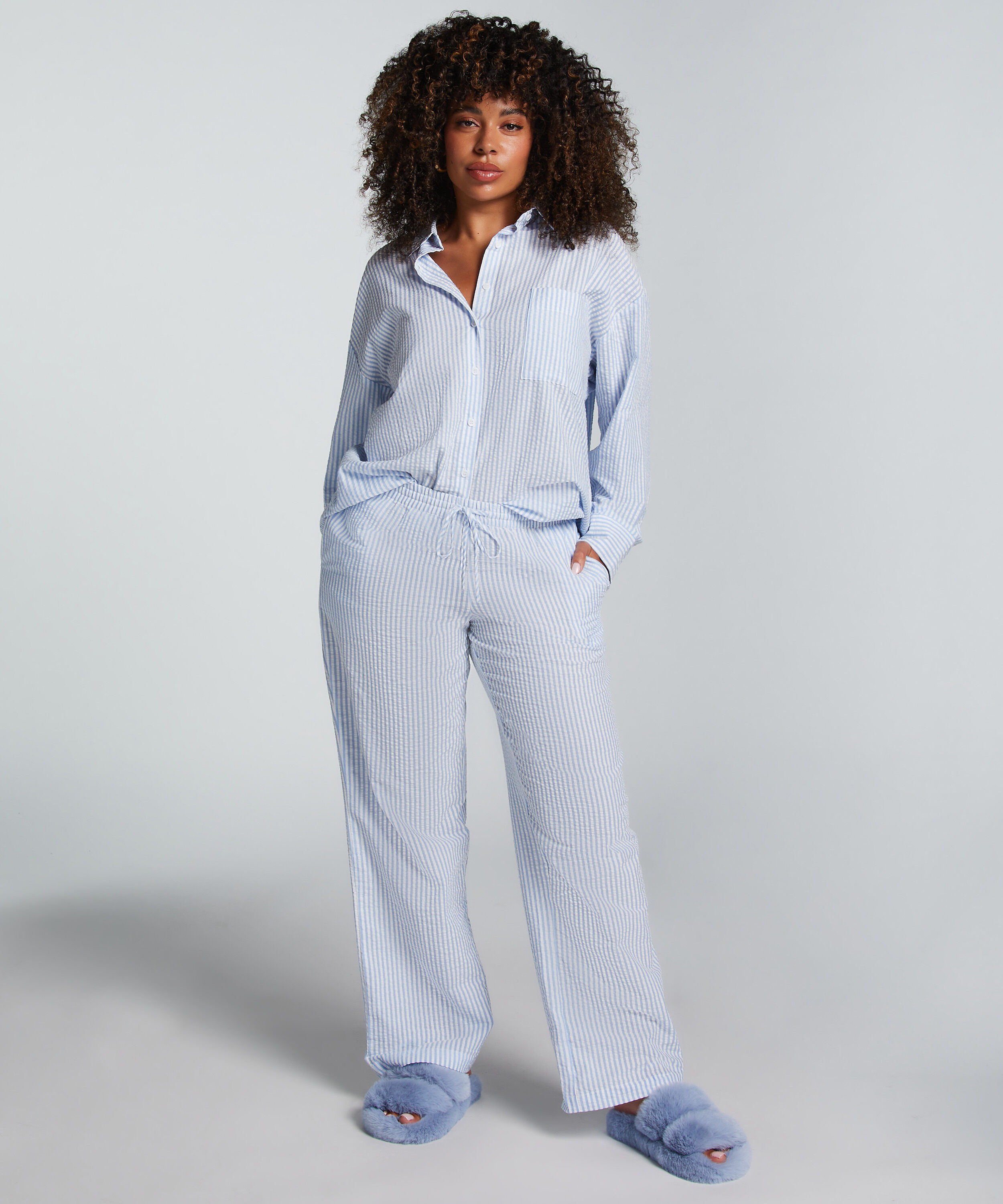 Pyjamasbyxa i bomull, Blå