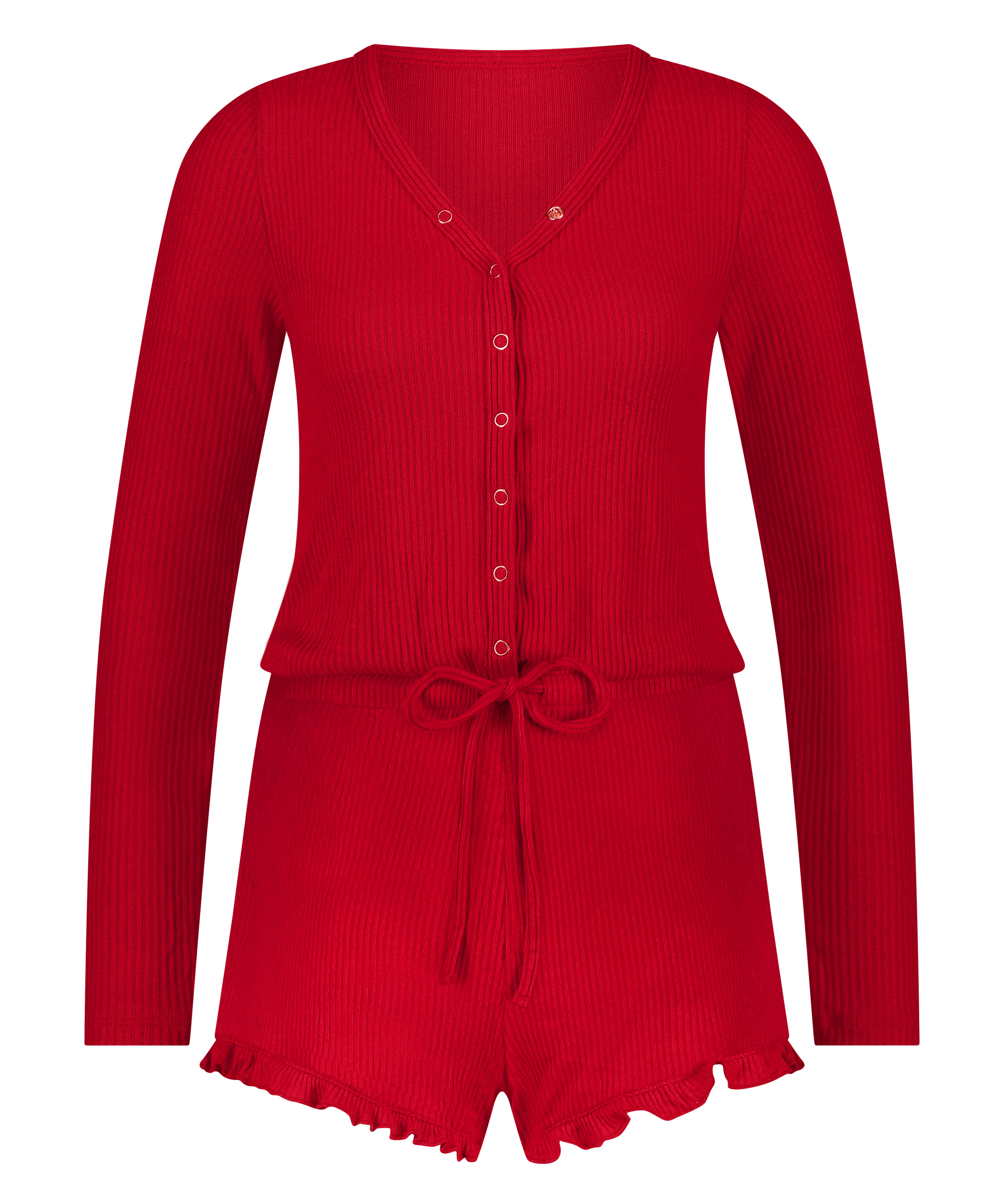 Borstad kort pyjamas, Röd, main