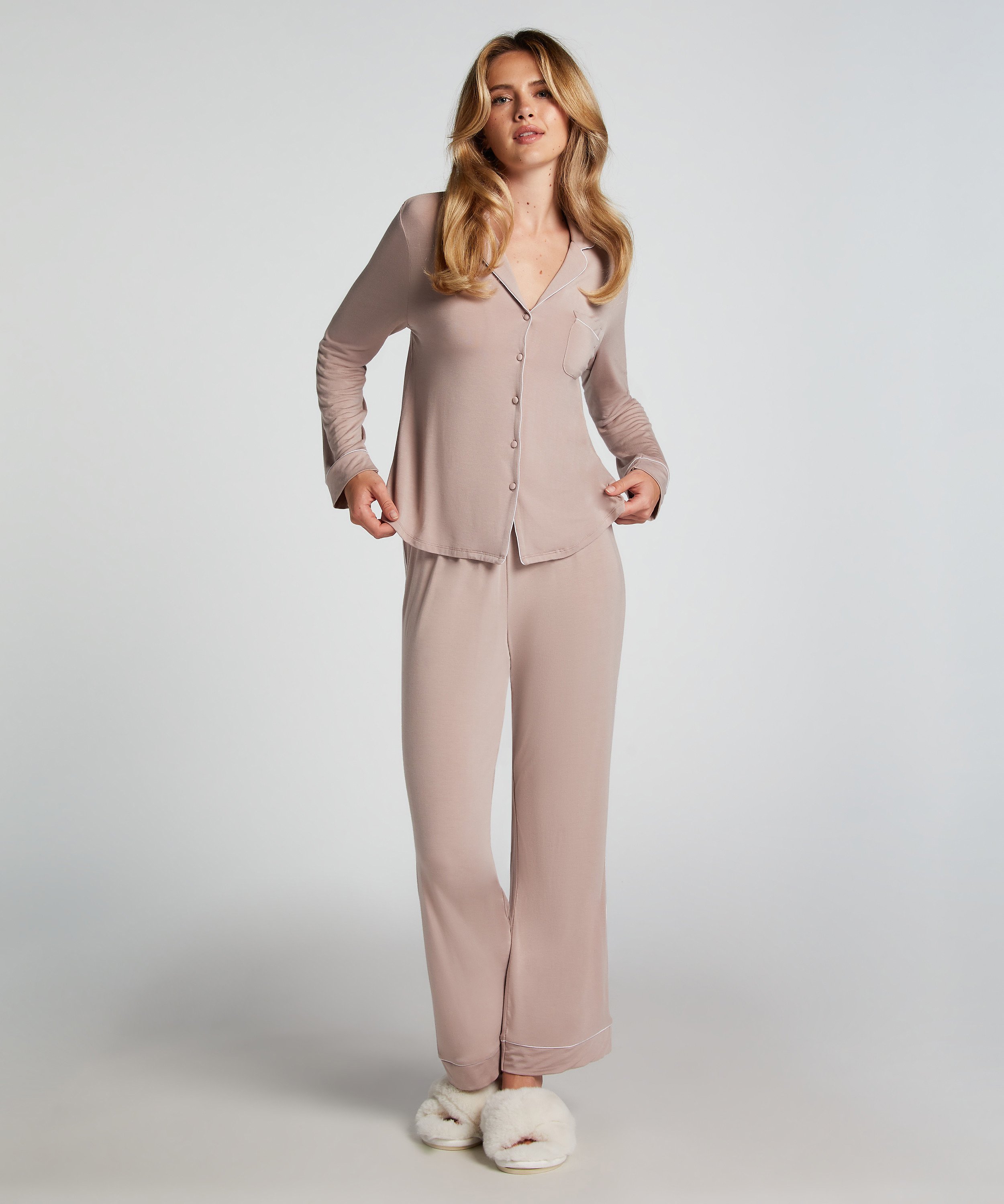 Långärmad jerseyjacka Essential, Beige, main