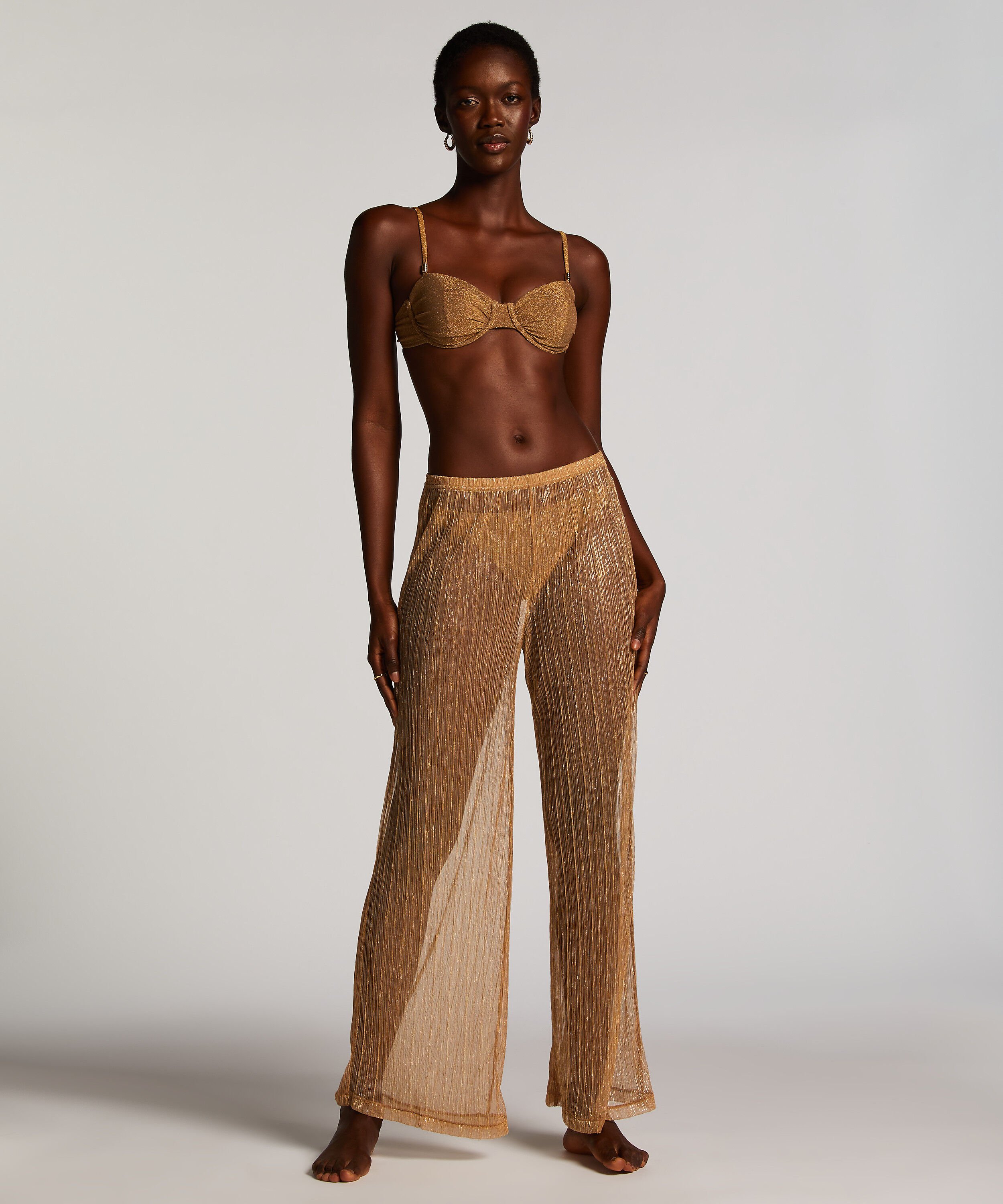 Skimrande strandbyxor Goldie, Gul