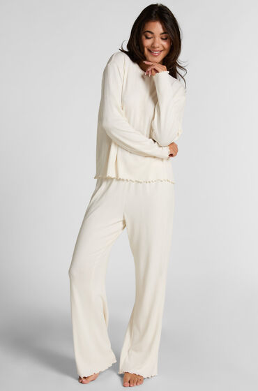 Hunkemöller Pyjama Pant Loose Pointelle Vit