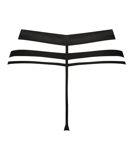 Kat högt skuren stringtrosa, Svart