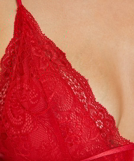 Underklänning i satin och spets, Röd