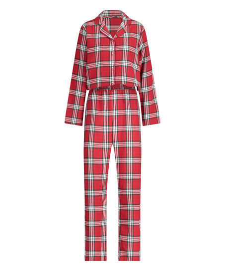 Pyjamasset i rutig twill, R&ouml;d