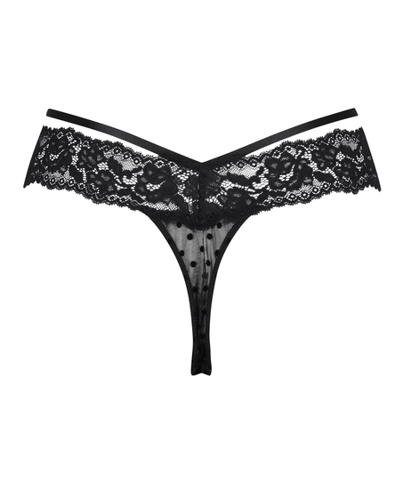 Extra l&aring;ga stringtrosor Jada, Svart