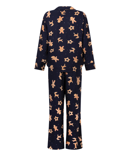 Pyjamas med pepparkaksmönster, Blå