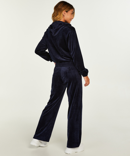 Velour joggingbyxor, blå