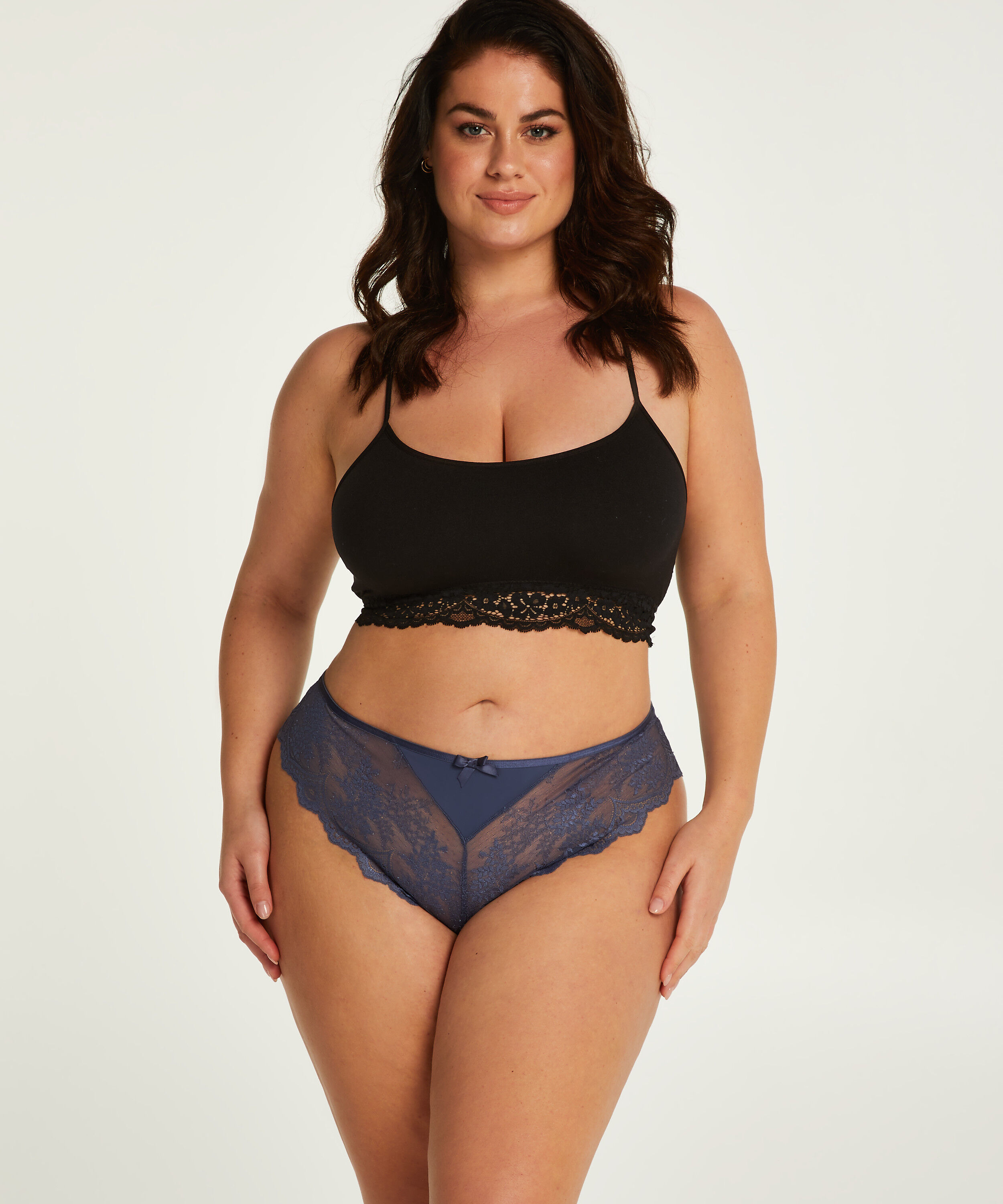 Heira högt skuren braziliantrosa Curvy, Blå