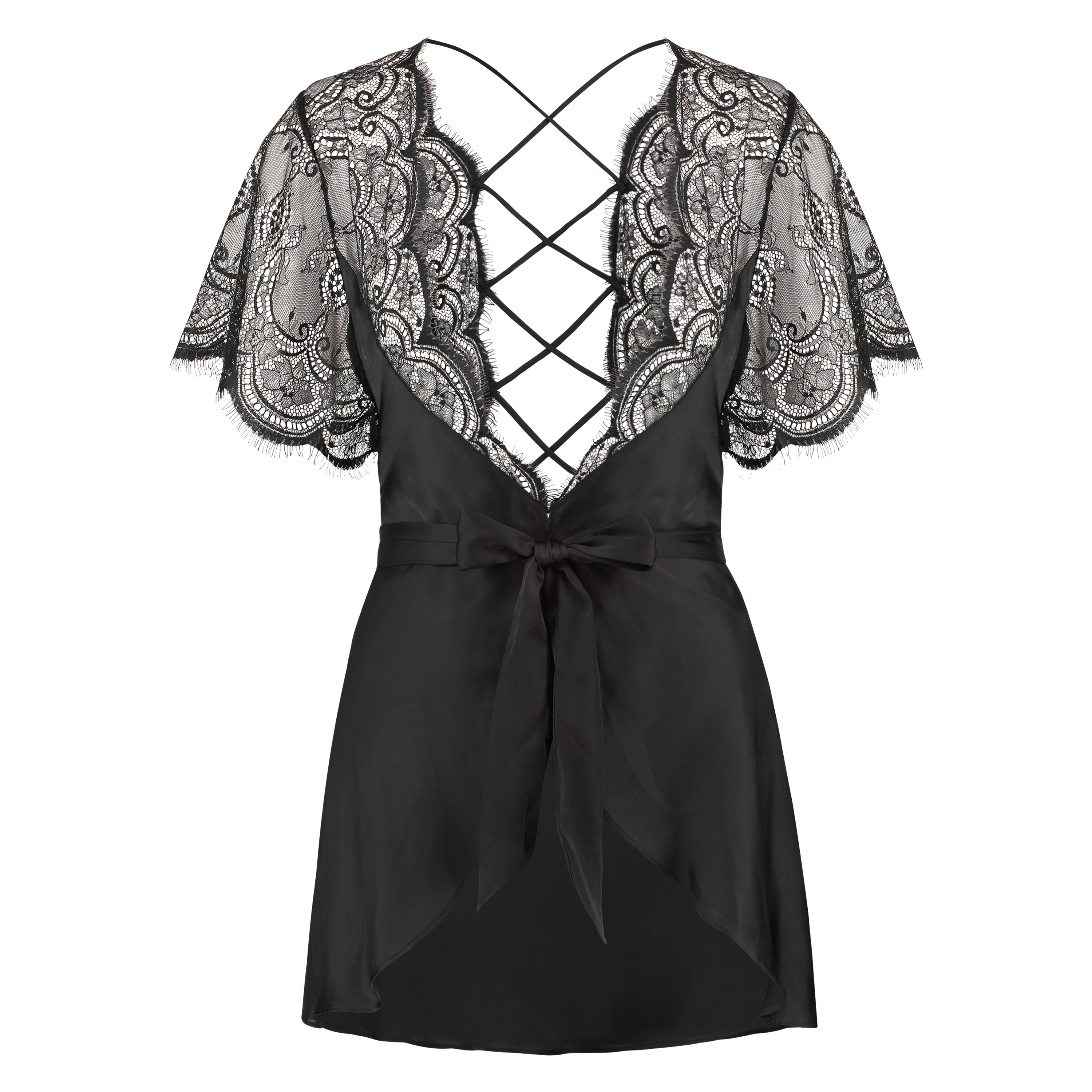 Coco satinkimono, Svart, main