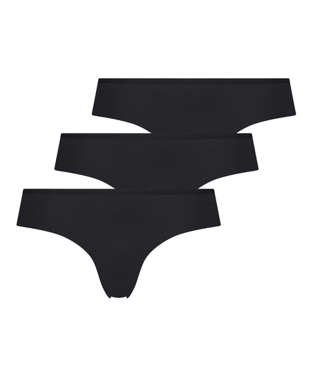 3-pack osynlig brazilian-trosa, Svart