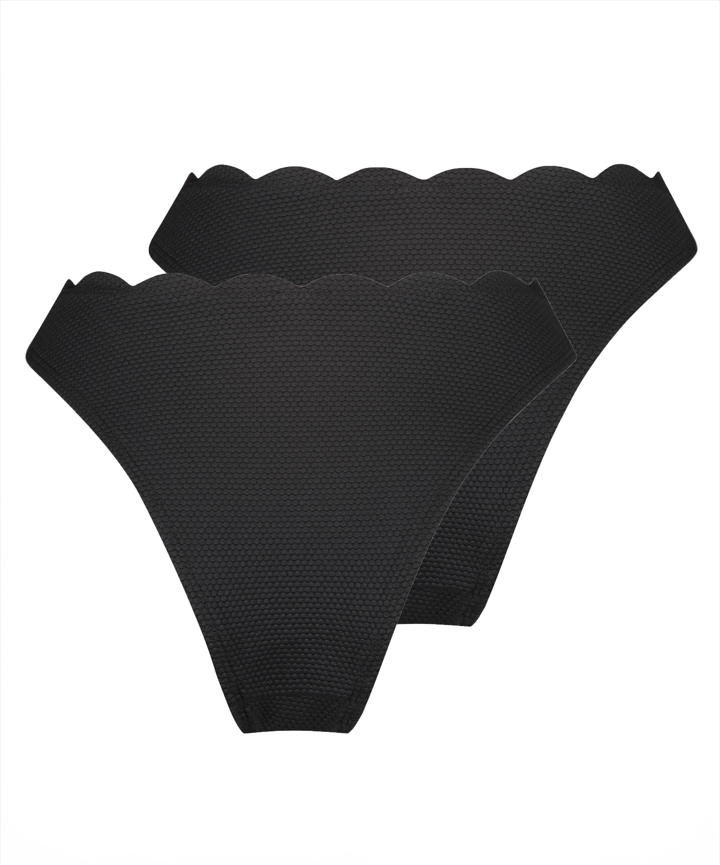 2-pack Bikiniunderdelar Scallop, Svart, main