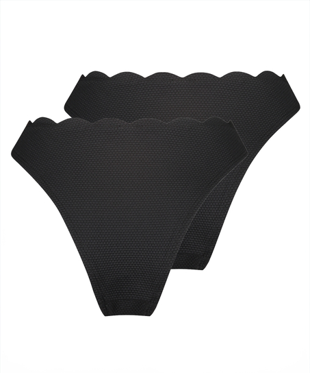 2-pack Bikiniunderdelar Scallop, Svart