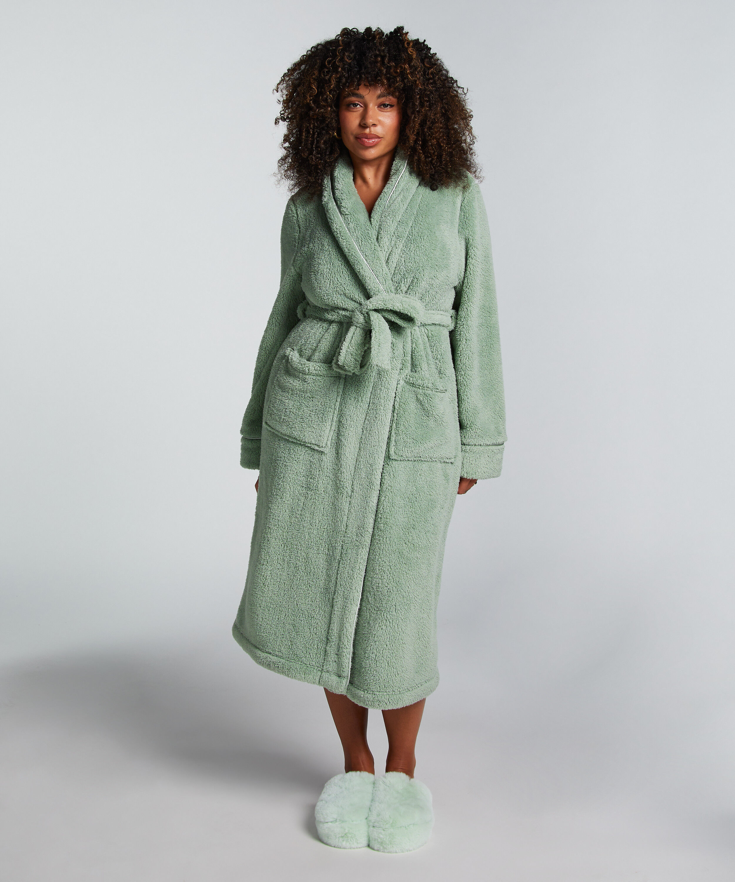 Morgonrock Fleece, Grön