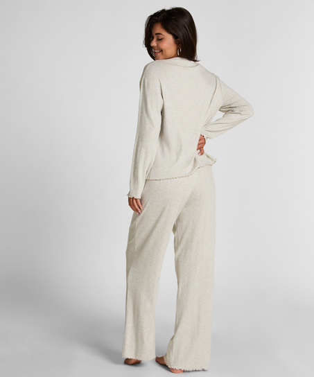 Pyjama Top Loose Pointelle, Grå