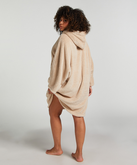 Mysig loungeklänning i fleece, Beige