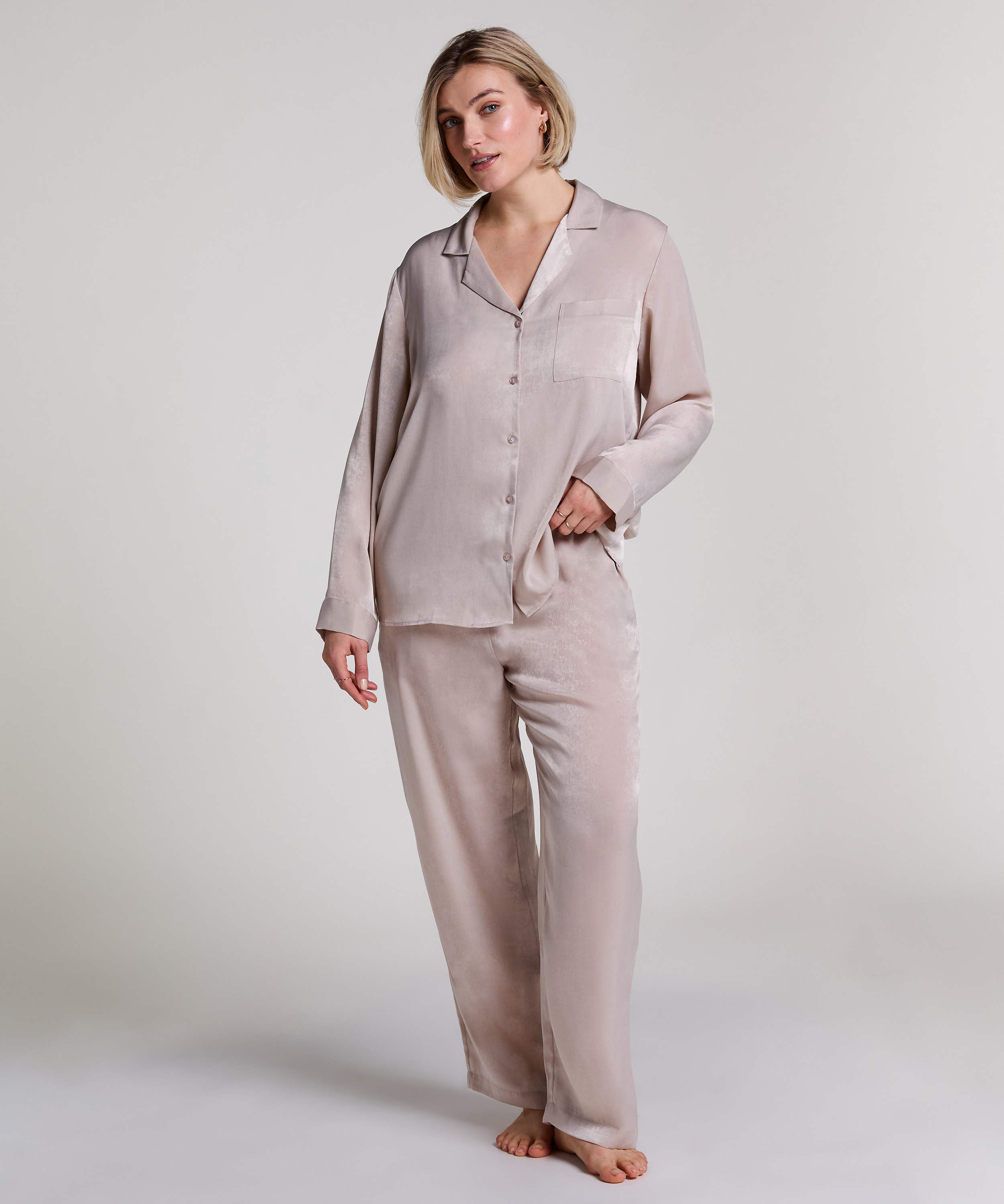 Satin-byxor, Beige, main