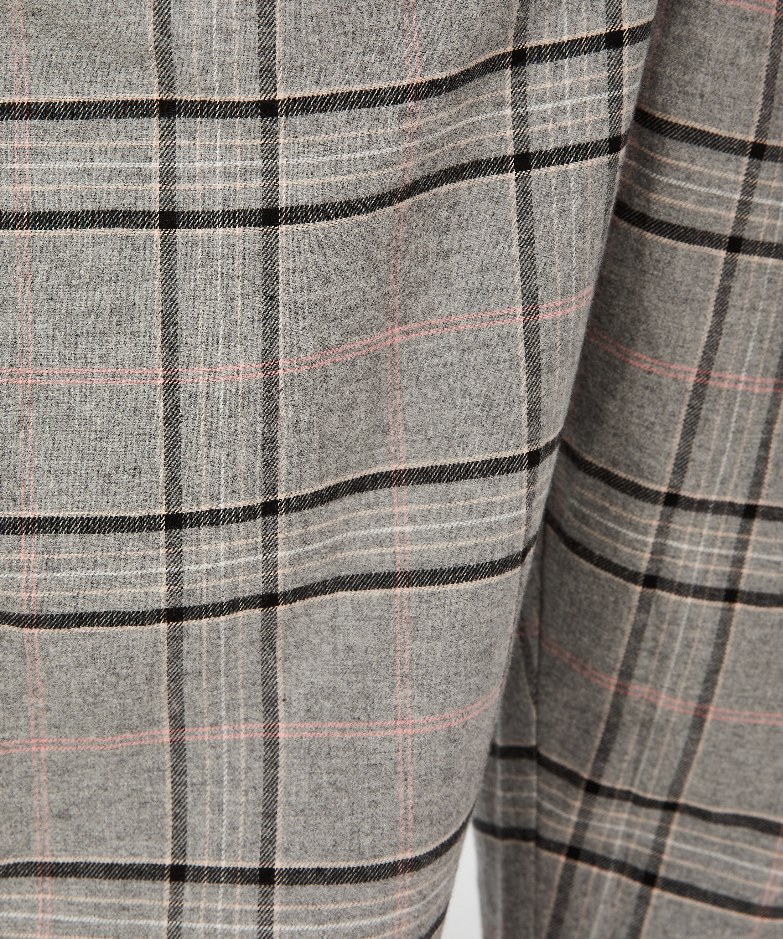 Petite Rutiga pyjamasbyxor twill, Gr&aring;, main